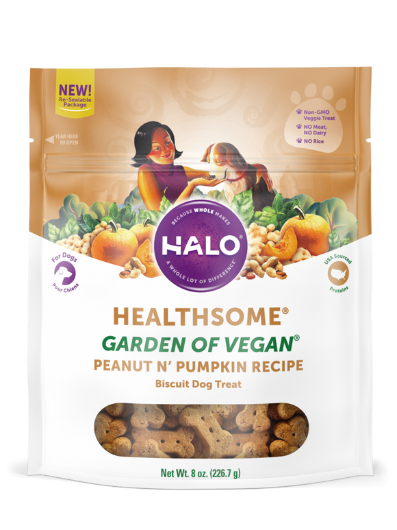 Halo Healthsome Vegan With Peanut 'n Pumpkin Flavored Dog Treats