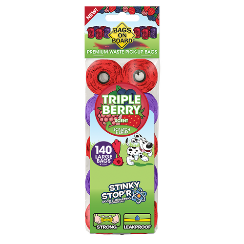 Bags on Board Triple Berry Scented Waste Pick-Up Bags (140 Bags)