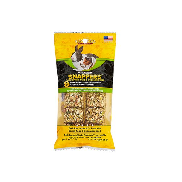 SUNSEED VITA PRIMA SNAPPERS W/PEAS & CUCUMBER SEED RABBIT & GUINEA PIG TREAT 8 PACK (0.130 lbs)