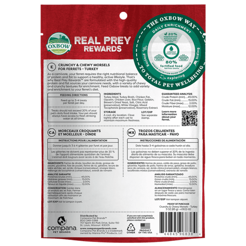 Oxbow Animal Health Real Prey Rewards Ferret Treats Turkey (3 oz)