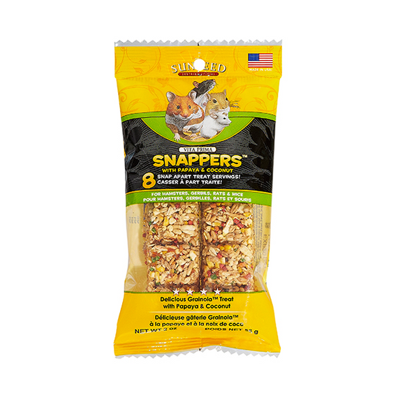 SUNSEED VITA PRIMA SNAPPERS WITH PAPAYA & COCONUT HAMSTER/GERBIL/RAT/MICE TREAT (2 oz)