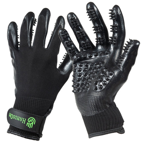 HandsOn Animal Grooming Gloves (Small - Black)
