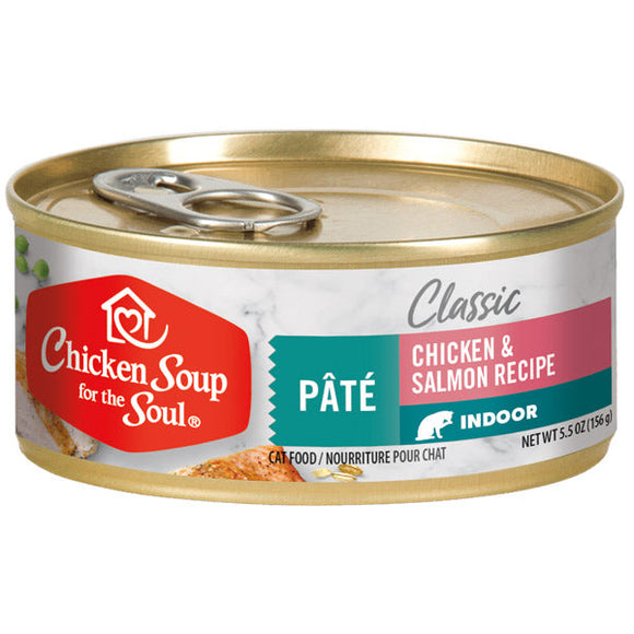 Chicken Soup for the Soul Classic Indoor Cat Wet Food - Chicken & Salmon Recipe Pâté (5.5 oz.)