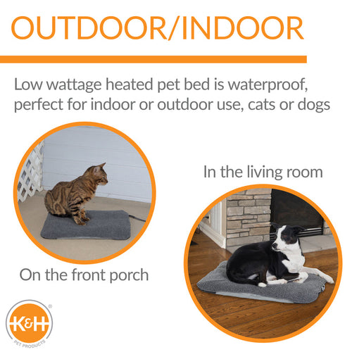 K&H Lectro-Soft™ Outdoor Heated Pet Bed Gray (Small 14 x 18 (20W))