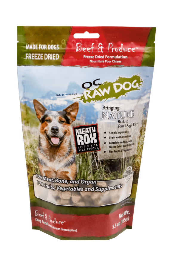 OC Raw Dog Freeze-Dried Beef & Produce Meaty Rox