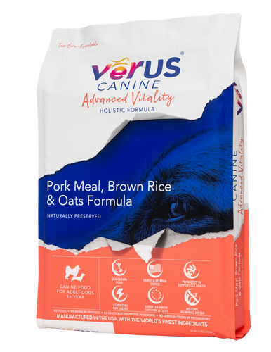 VēRUS Canine Advanced Vitality Pork Meal, Brown Rice & Oats Holistic Formula Dog Food