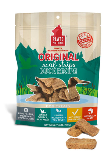 Plato Real Strips Duck Meat Bar Dog Treats (18-oz)