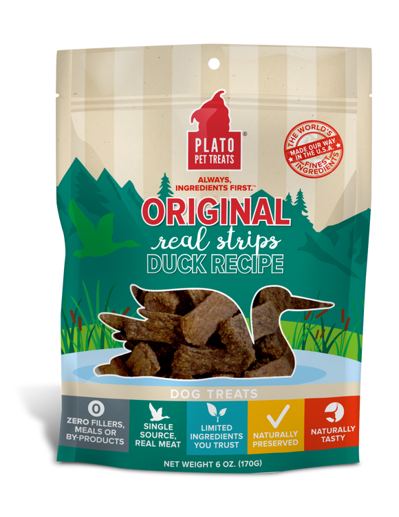 Plato Real Strips Duck Meat Bar Dog Treats (18-oz)