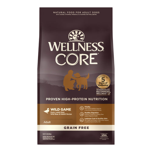 Wellness CORE Grain Free Natural Wild Game Duck, Turkey, Wild Boar and Rabbit Recipe Dry Dog Food