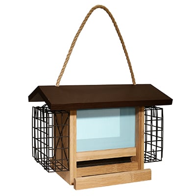 Woodlink Ultimate Renewable BAMBOO Contemporary Ranch Feeder with Suet Feeders