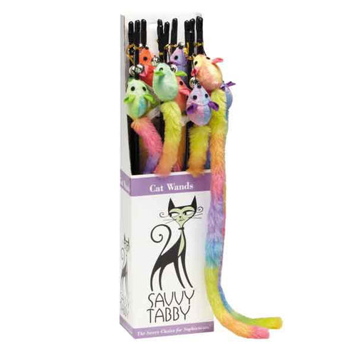 Savvy Tabby Savvy Tabby Rainbow Tail Wand Display Cat Toy (12 PC)