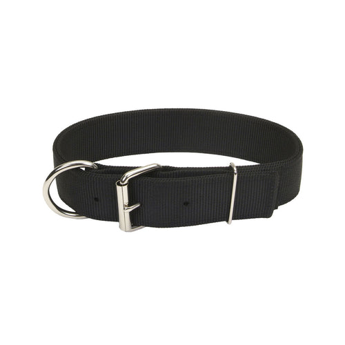 Coastal Pet Product Macho Dog Double-Ply Dog Collar with Roller Buckle (Black, 1 3/4x20)